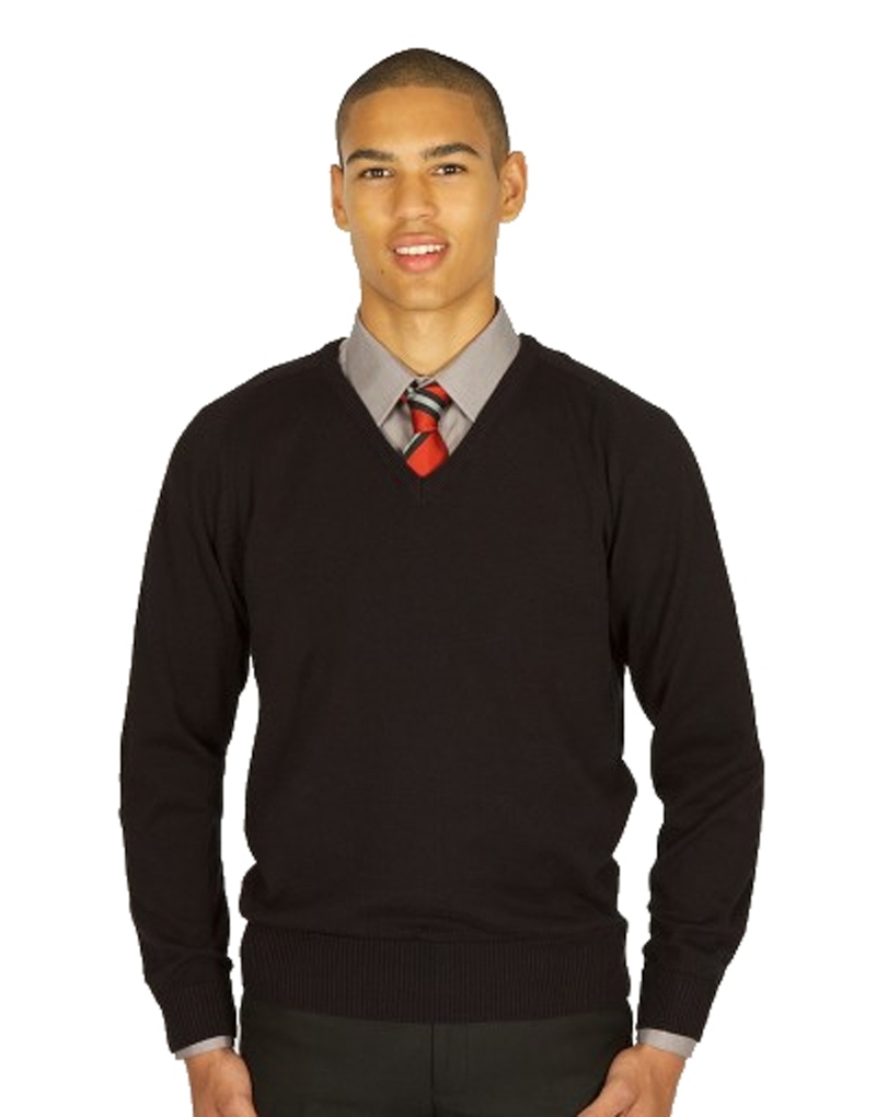 horizon plain black v-neck knitted jumper