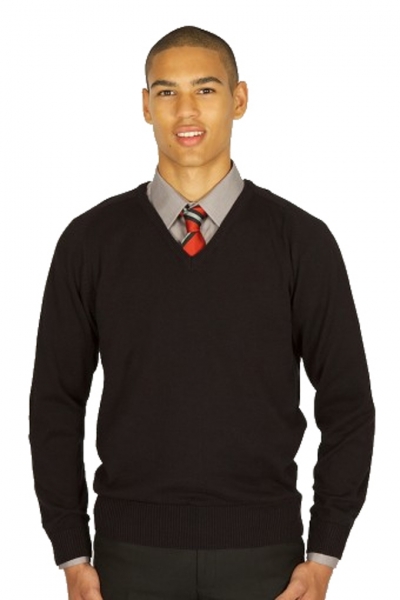 horizon plain black v-neck knitted jumper