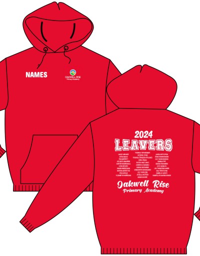 Oakwell Rise Primary  Red Leavers Hoody 2024
