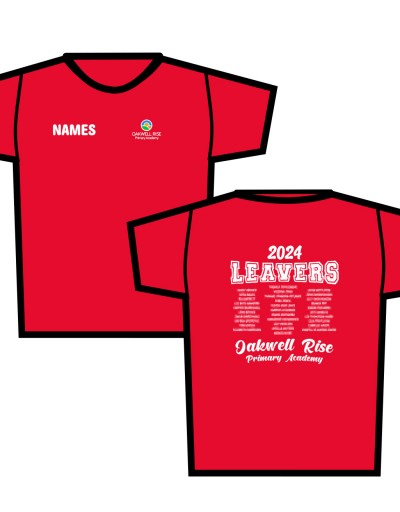 Oakwell Rise Primary Leavers Red T-Shirt 2024