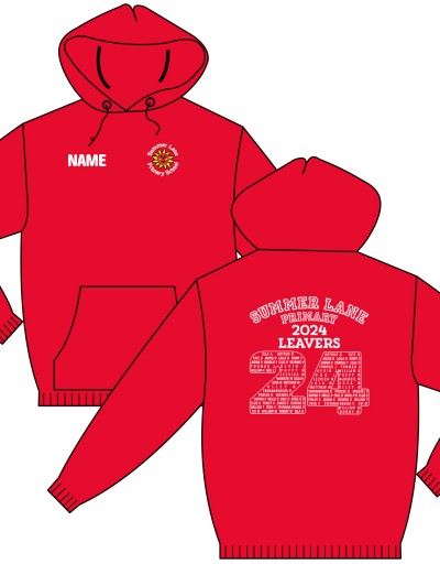 Summer Lane Primary Red Leavers Hoody 2024